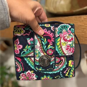 Vera Bradley Mini Turn Lock Crossbody bag in the Petal Paisley pattern